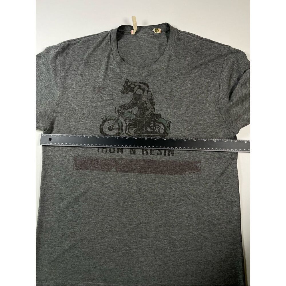 Iron & Resin Moto Bear Tee Riding Motorcycle Grey Short Sleeve Men's Size Medium - Picture 5 of 9